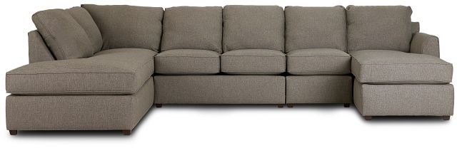 Asheville Brown Fabric Large Left Bumper Sectional