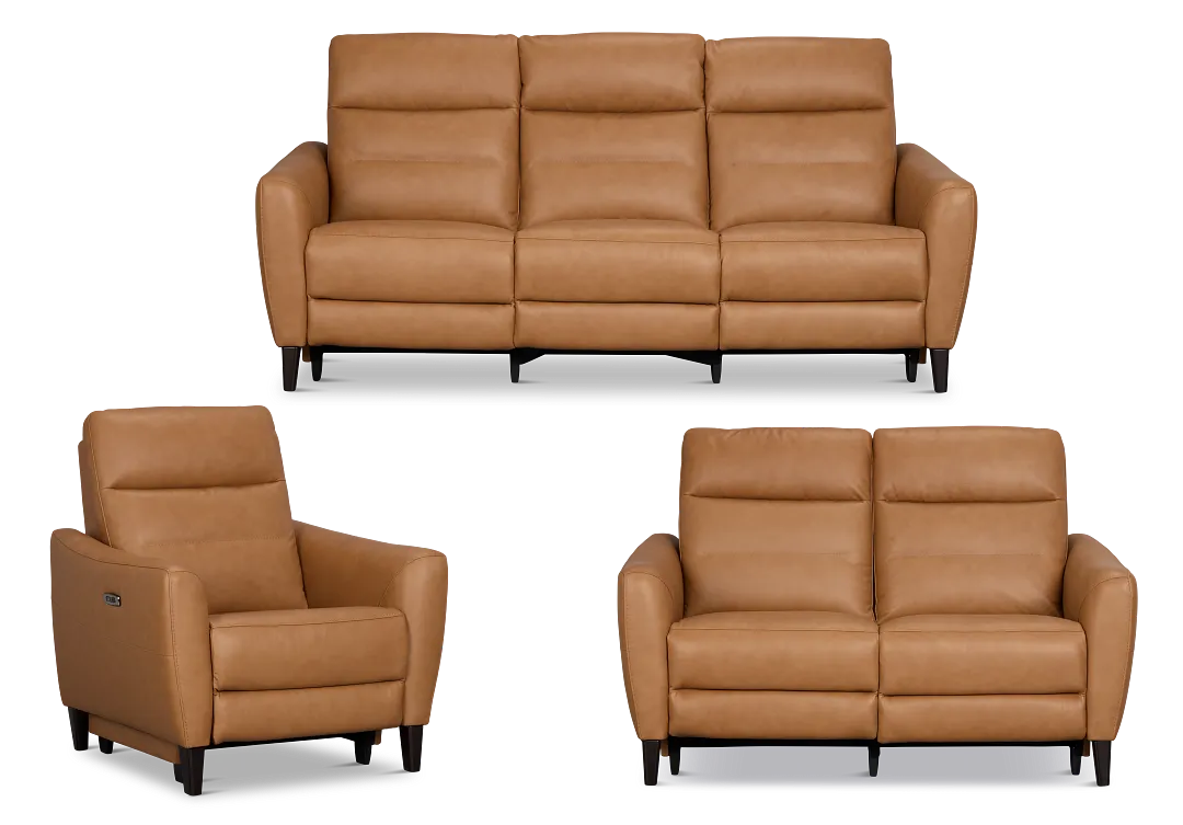 Keaton Brown Lthr/vinyl Power Reclining Living Room