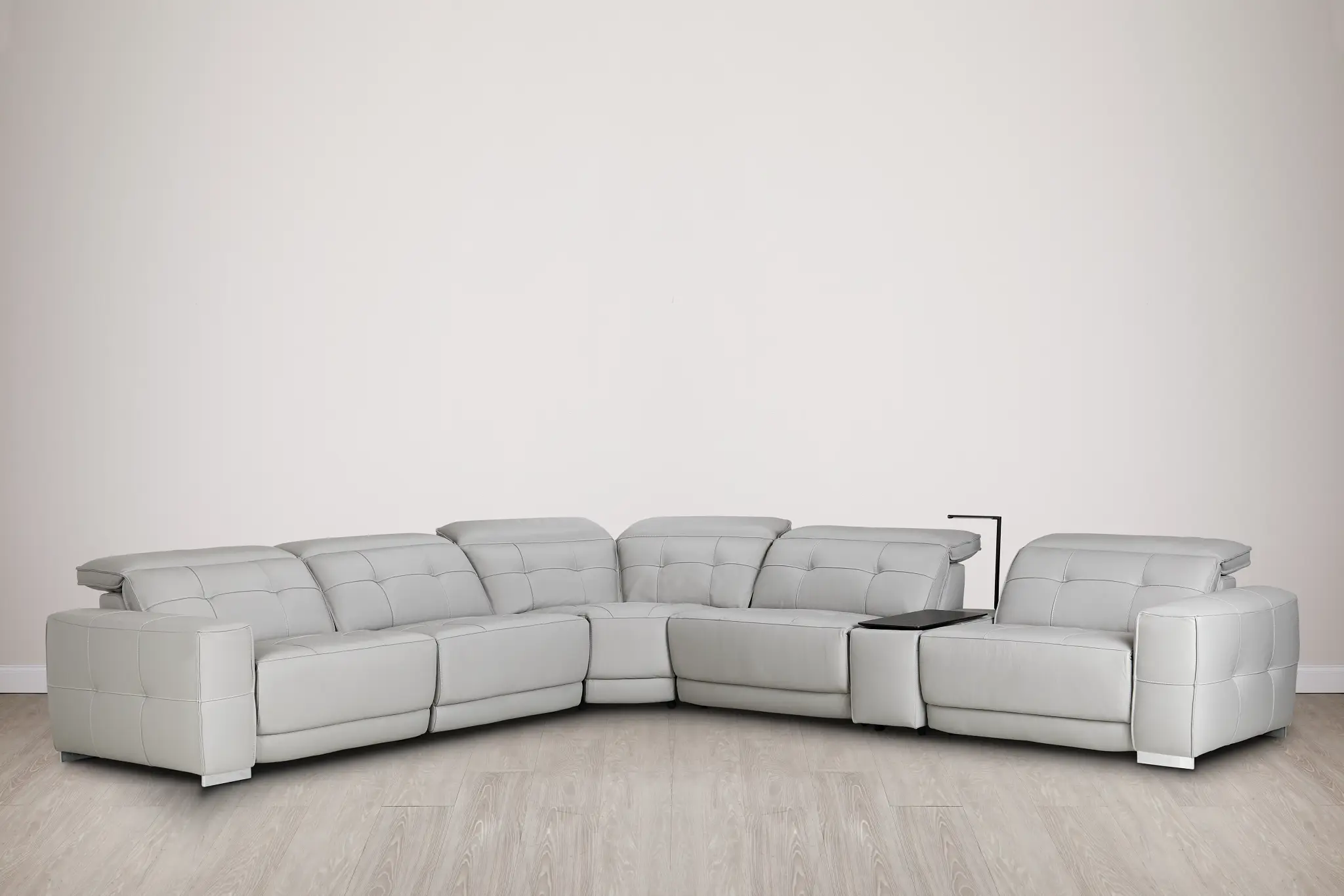 Reva Gray Leather Medium Triple Power 2-arm Sectional Reva Gray Leather Medium Triple Power 2-arm Sectional