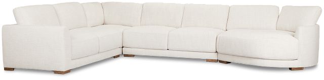 Maeve Light Beige Fabric Medium Right Facing Cuddler Sectional