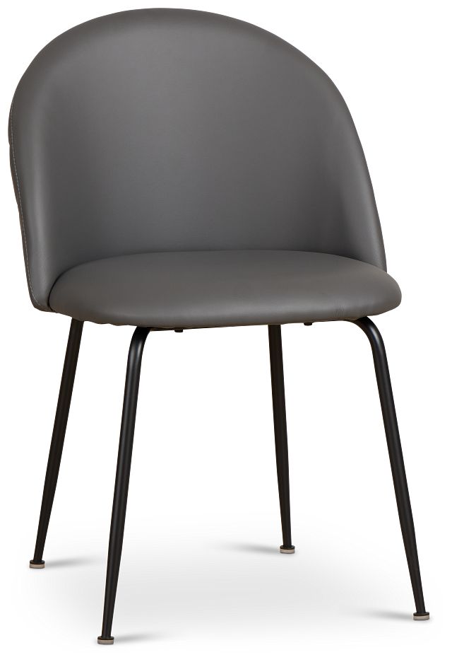 Capri Dark Gray Micro Upholstered Side Chair W/ Black Legs