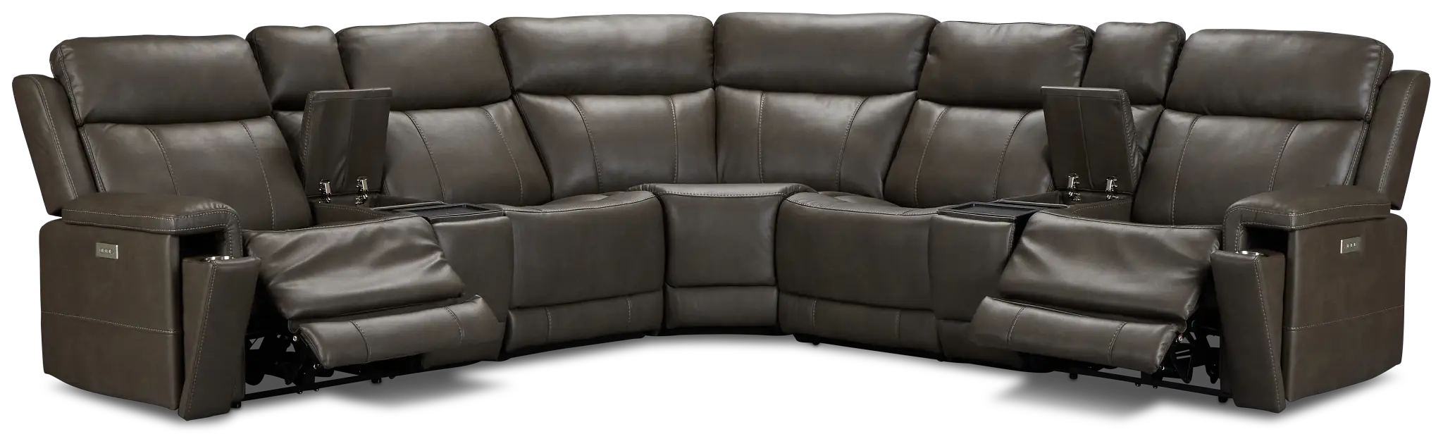 Jayden Gray Micro Large Dual Power Reclining Two-arm Sectional Jayden Gray Micro Large Dual Power Reclining Two-arm Sectional