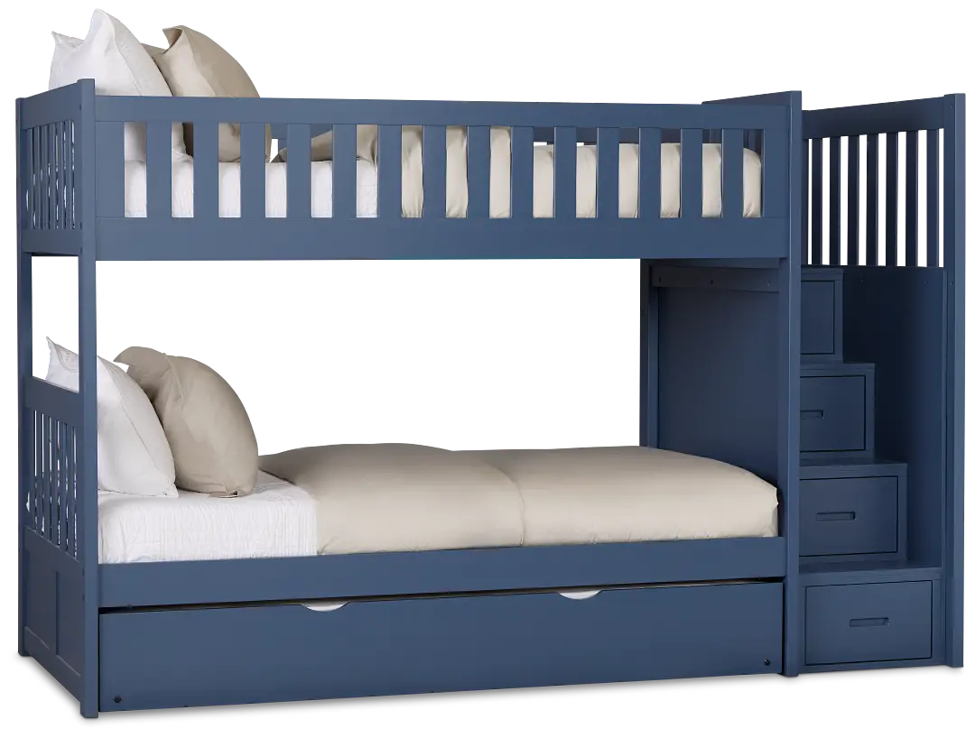 Charleston Dark Blue Step Trundle Bunk Bed Charleston Dark Blue Step Trundle Bunk Bed