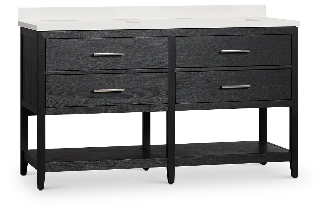 Alden Black 60" Double Bathroom Vanity