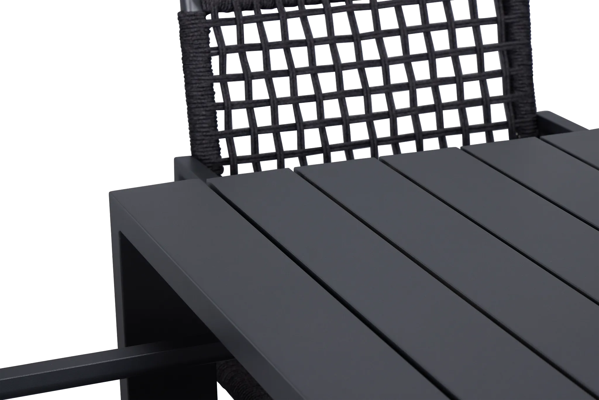 Sunrise Dark Gray 35" Square Table & 4 Aluminum Arm Chairs