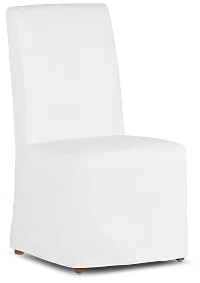 Harbor White Long Slipcover Chair With Light Tone Leg