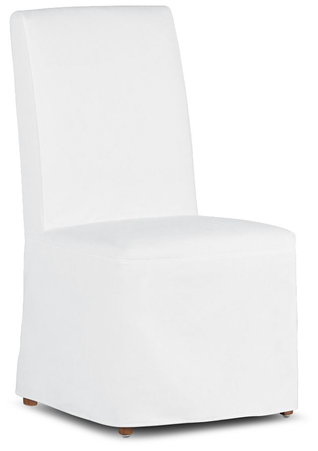 Harbor White Long Slipcover Chair With Light Tone Leg