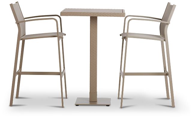 Lisbon Khaki Square Pub Table & 2 Barstools