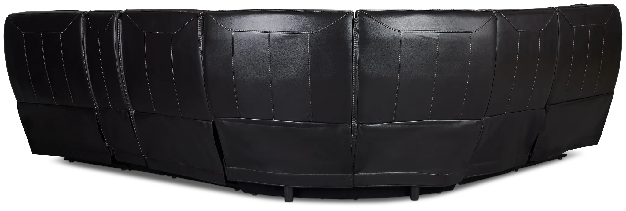 Casey Black Lthr/vinyl Medium Triple Power 2-arm Sectional