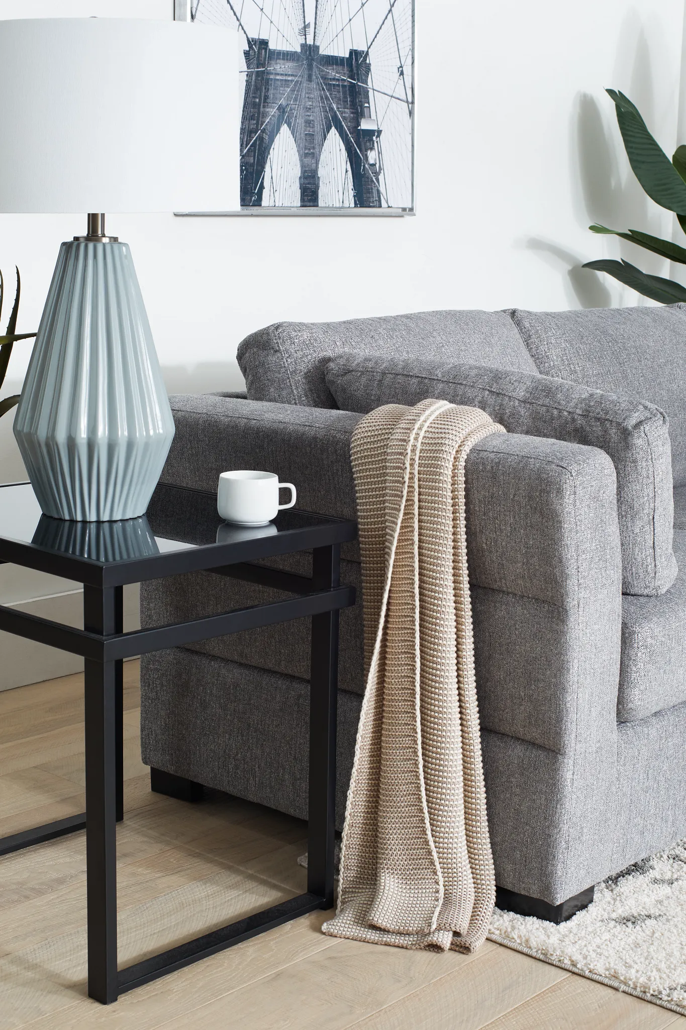 Amber Dark Gray Fabric Large Right Chaise Storage Sleeper Sectional