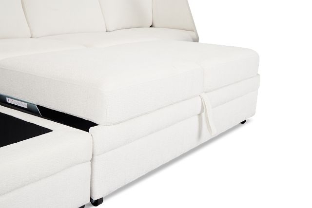 Everly White Fabric Medium Left Chaise Storage Sectional