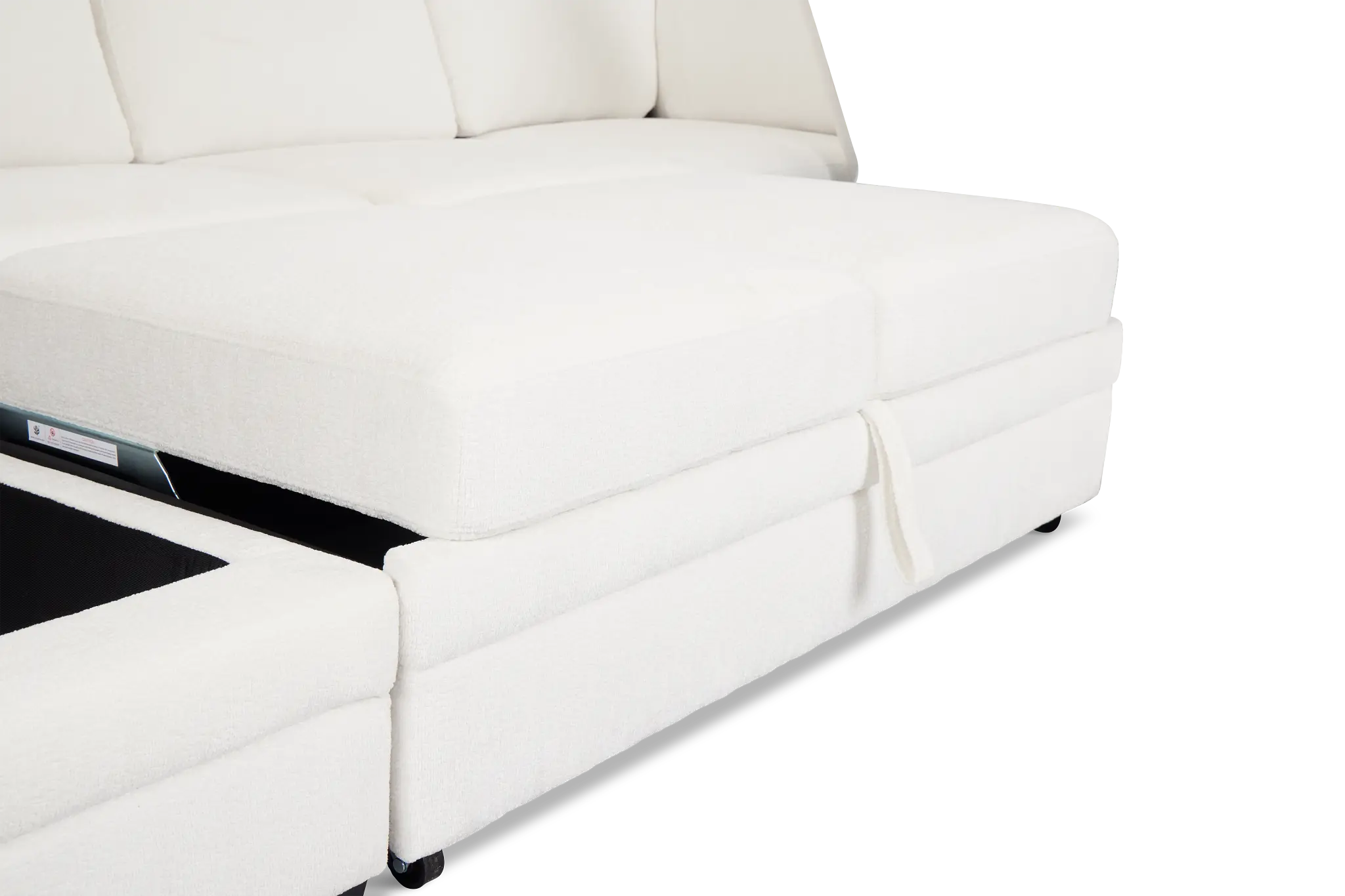 Everly White Fabric Medium Left Chaise Storage Sectional Everly White Fabric Medium Left Chaise Storage Sectional