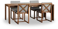 Linear Dark Gray 82" Teak Table & 4 Teak Cushioned Side Chairs
