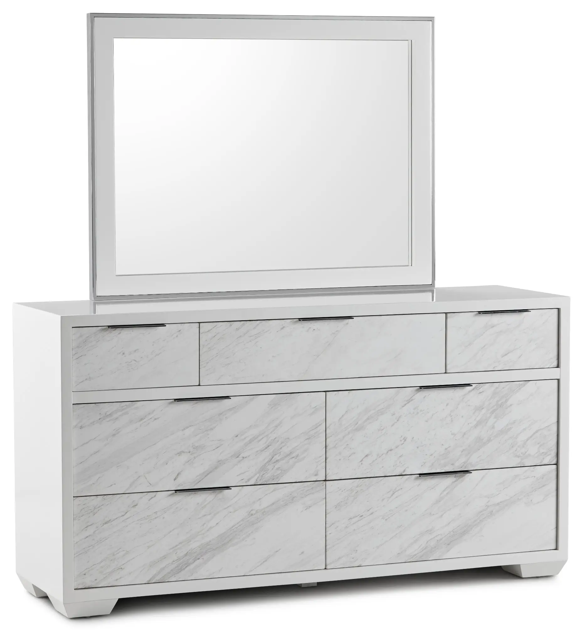 Ocean Drive White Marble Dresser & Mirror Ocean Drive White Marble Dresser & Mirror