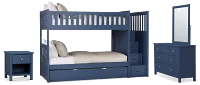 Charleston Dark Blue Step Bunk Bed Trundle Bedroom