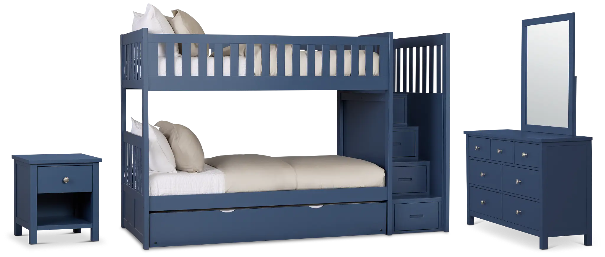 Charleston Dark Blue Step Bunk Bed Trundle Bedroom Charleston Dark Blue Step Bunk Bed Trundle Bedroom