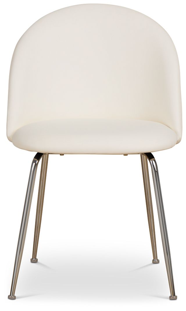 Capri White Micro Upholstered Side Chair W/ Chrome Legs