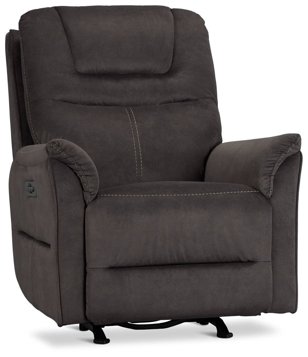 Archie Dark Brown Fabric Power Recliner With Heat And Massage