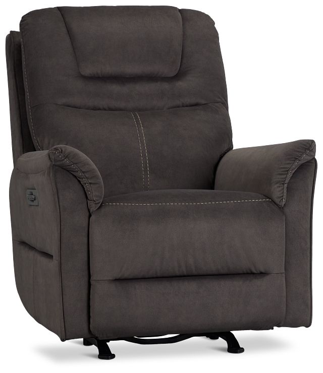 Archie Dark Brown Fabric Power Recliner With Heat And Massage