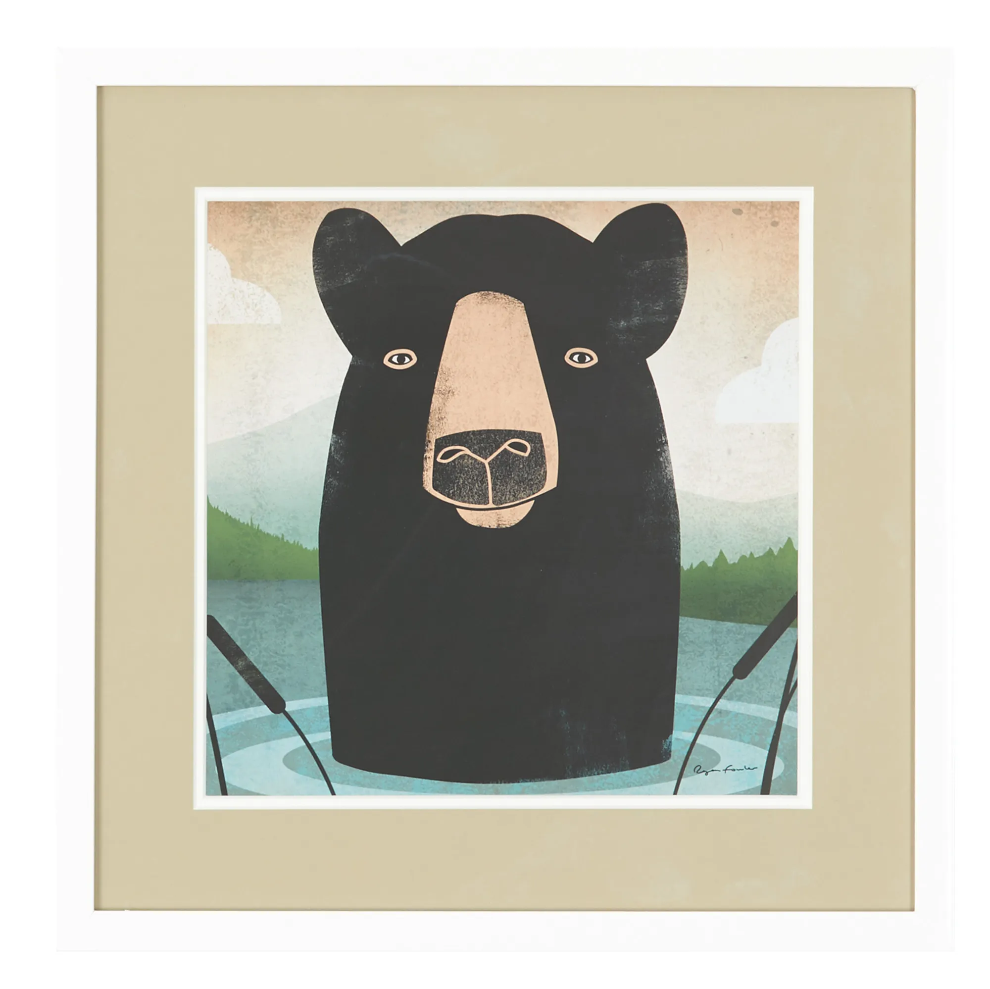 Bear Multicolored Framed Wall Art