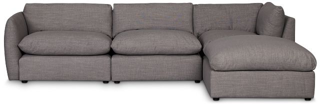 Serena Gray Fabric 4-piece Right Facing Bumper Sectional