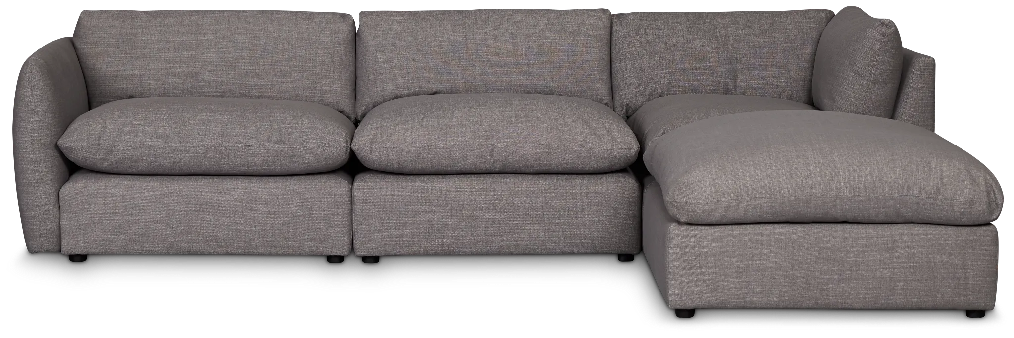 Serena Gray Fabric 4-piece Right Facing Bumper Sectional