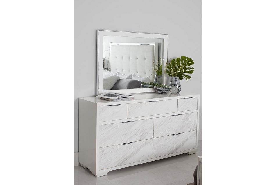 Ocean Drive White Dresser & Mirror