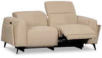 Reyna Beige Micro Power Reclining Sofa