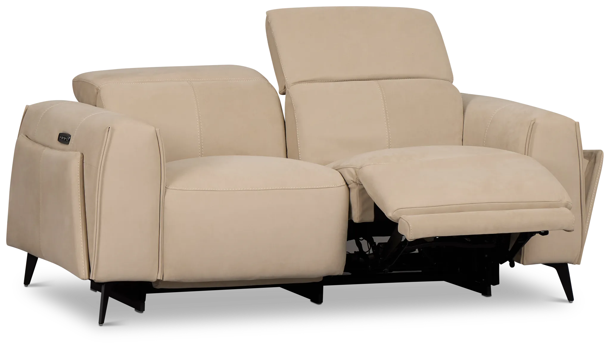 Reyna Beige Micro Power Reclining Sofa