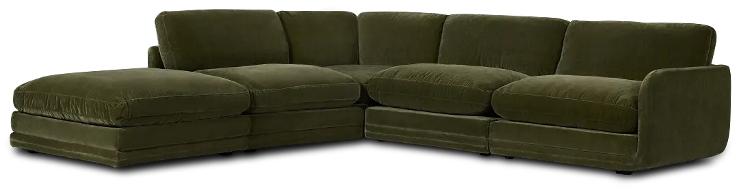 Jules Green Velvet 5-piece Left Facing Bumper Sectional Jules Green Velvet 5-piece Left Facing Bumper Sectional