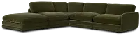 Jules Green Velvet 5-piece Left Facing Bumper Sectional