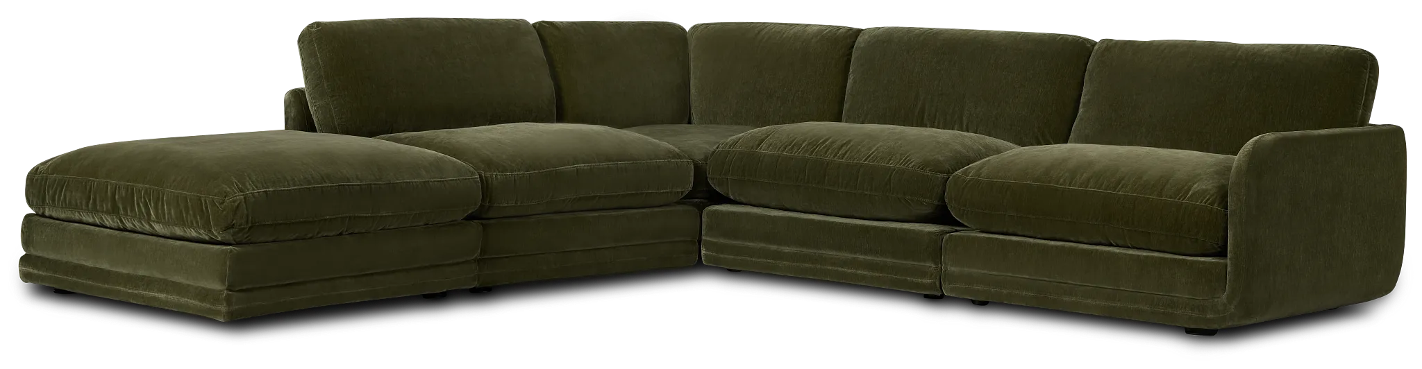Jules Green Velvet 5-piece Left Facing Bumper Sectional