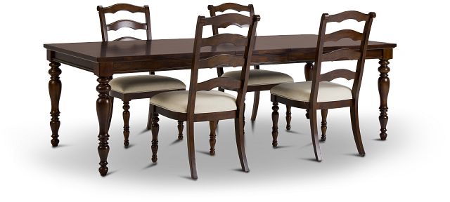 Savannah Dark Tone Rect Table & 4 Chairs