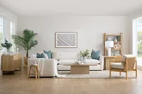 Serena White Fabric 5-piece Modular Sectional