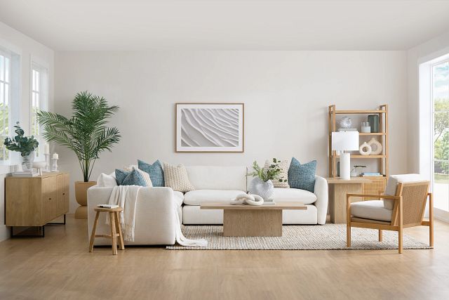 Serena White Fabric 5-piece Modular Sectional