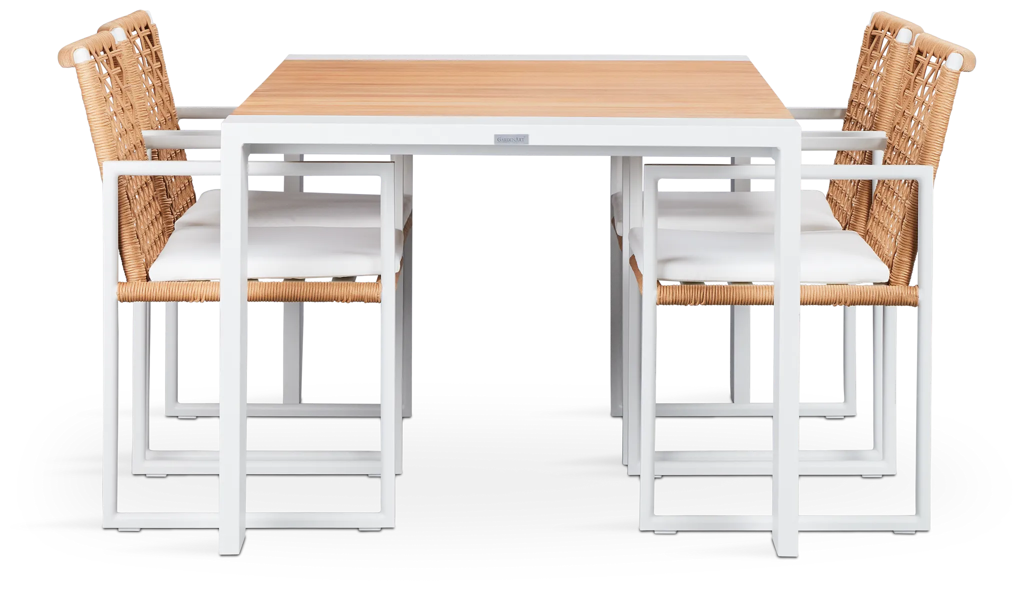 Sunrise Teak 65" Rectangular Table & 4 Aluminum Arm Chairs