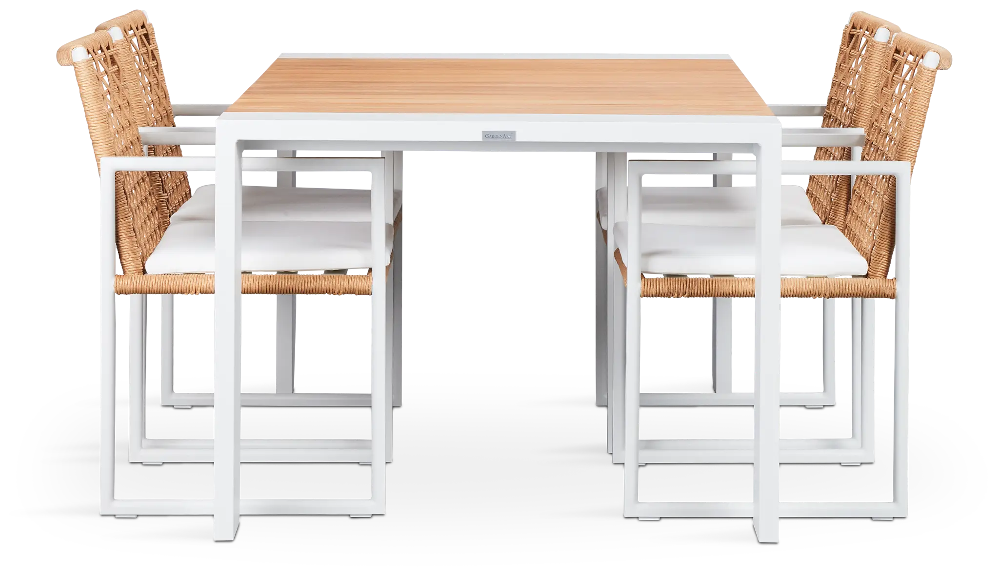 Sunrise Teak 65" Rectangular Table & 4 Aluminum Arm Chairs Sunrise Teak 65" Rectangular Table & 4 Aluminum Arm Chairs