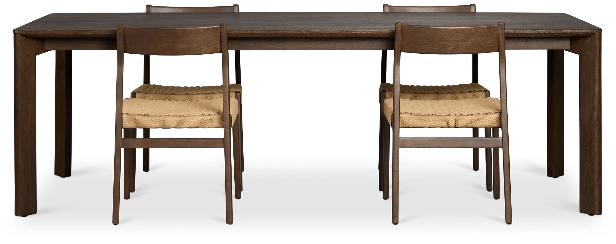 Santorini Dark Tone Rect Table & 4 Woven Chairs