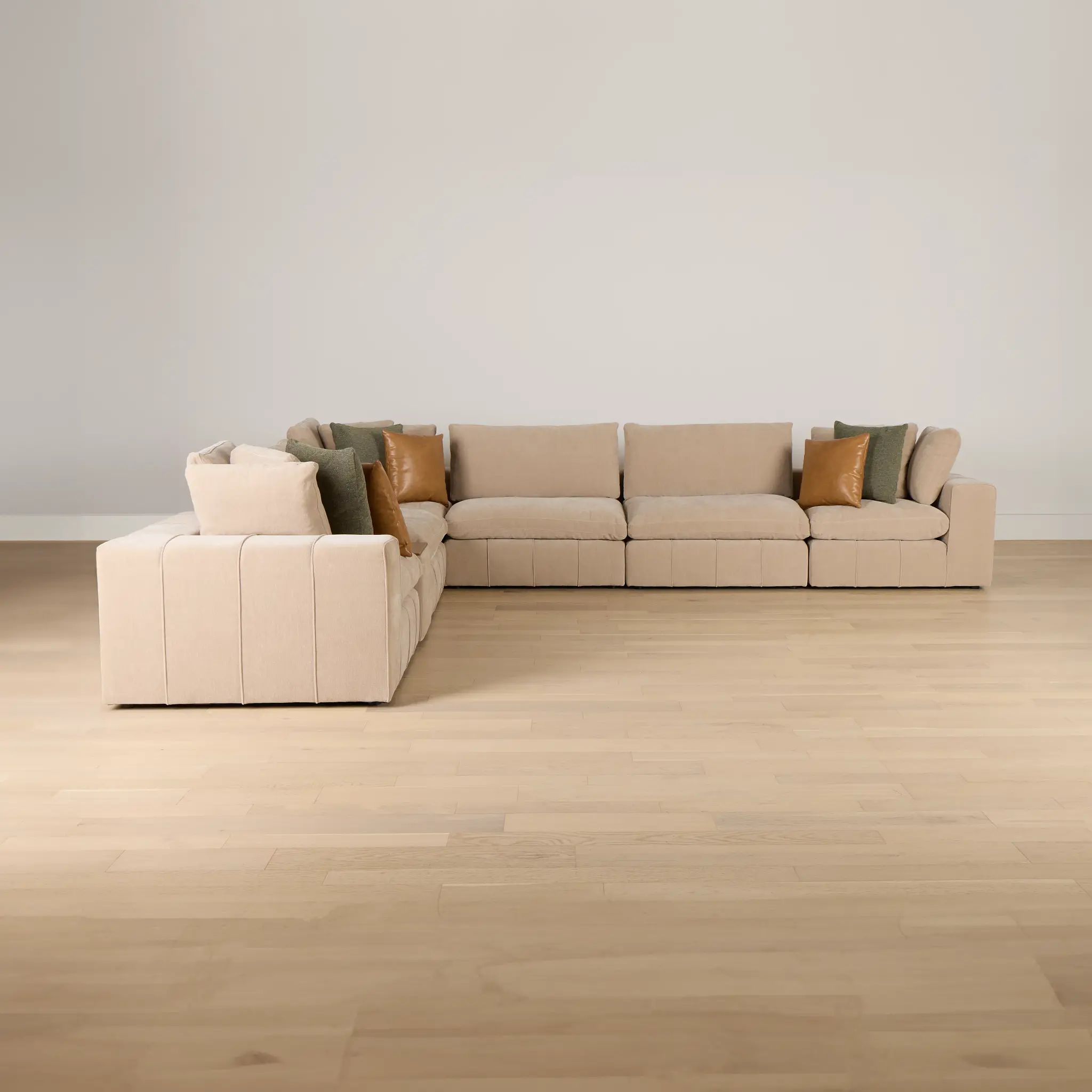 Cruz Light Beige Fabric 6-piece Modular Sectional With Console Cruz Light Beige Fabric 6-piece Modular Sectional With Console
