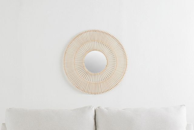 Nessa Beige Rattan Mirror