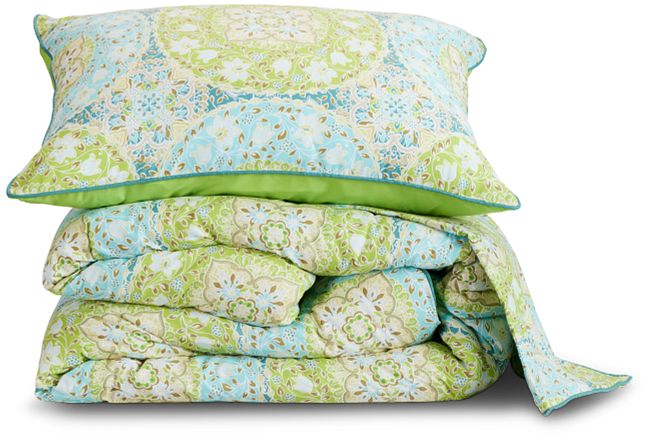 Avalon Green Set Of 3 Comforter Set