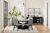 Oxford Black Round Table & 4 Upholstered Chairs