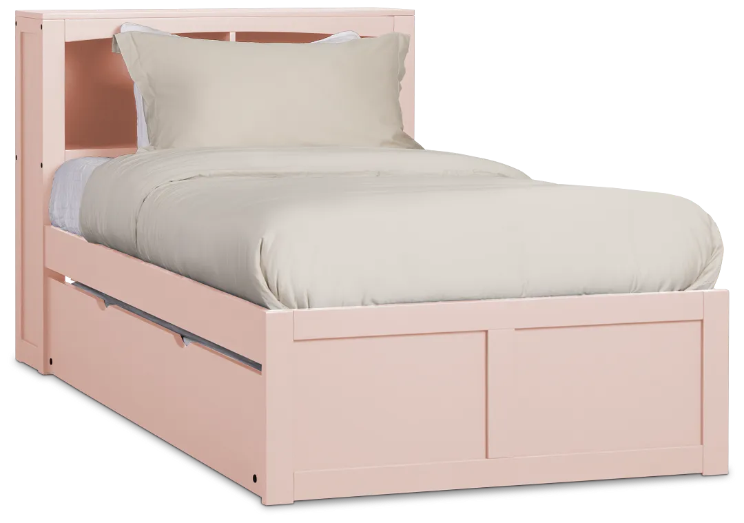Charleston Pink Bookcase Trundle Bed