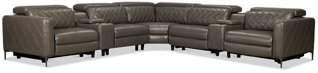 Ava Dark Gray Micro Large Triple Power Reclining Two-arm Sectional