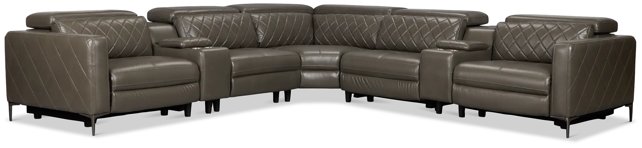 Ava Dark Gray Micro Large Triple Power Reclining Two-arm Sectional Ava Dark Gray Micro Large Triple Power Reclining Two-arm Sectional