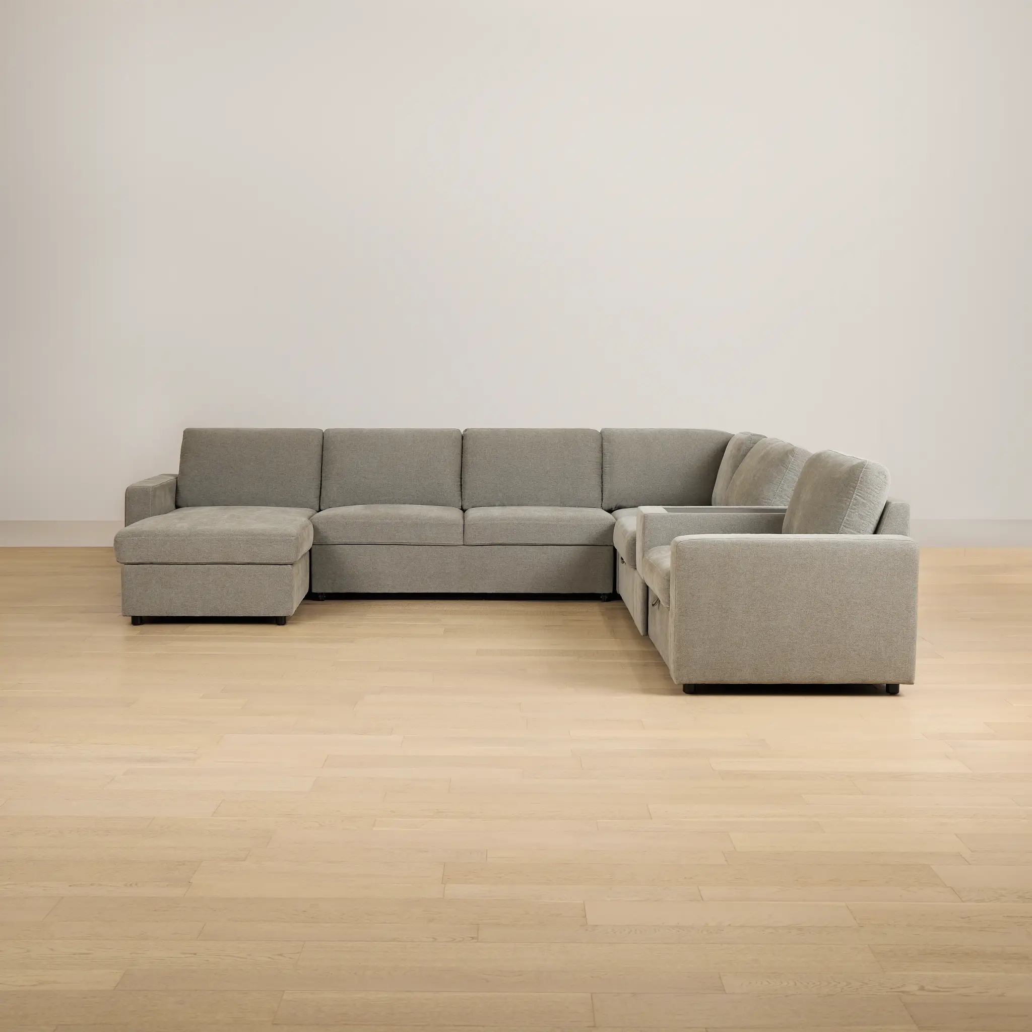 Addie Gray Fabric Medium Left Chaise Sleeper Sectional With Console Addie Gray Fabric Medium Left Chaise Sleeper Sectional With Console