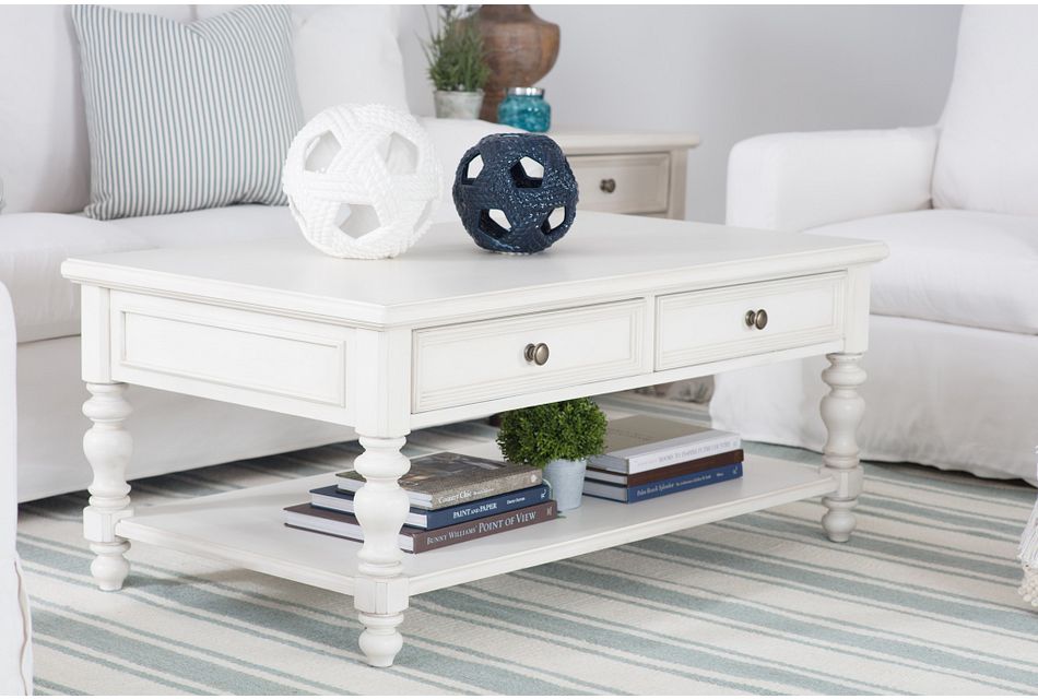 Savannah Ivory Storage Rectangular Coffee Table