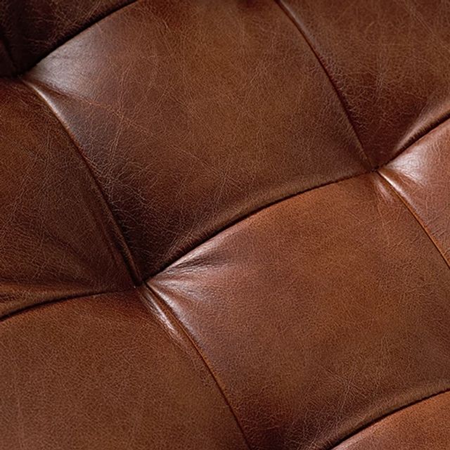 Saddle Medium Brown Leather Accent Ottoman