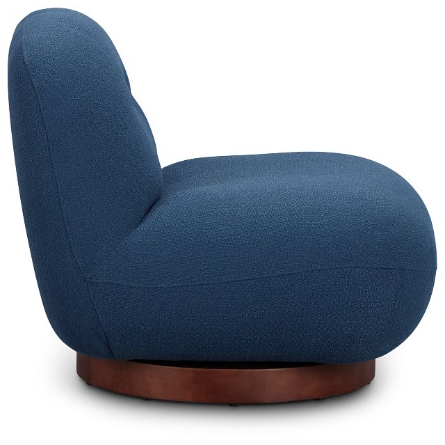 Aaliyah Dark Blue Fabric Swivel Accent Chair