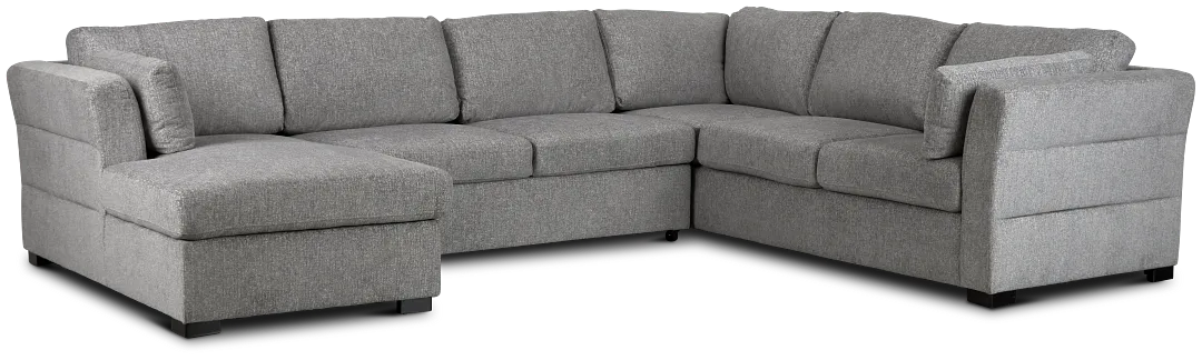 Amber Dark Gray Fabric Large Left Chaise Storage Sleeper Sectional